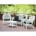 thumbnail image 1 of Jeco W00209-G-FS017 4 Piece Santa Maria White Wicker Conversation Set, Black Cushion, 1 of 5