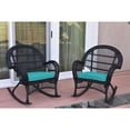 thumbnail image 1 of Jeco Santa Maria Black Wicker Rocker Chair with Turquoise Cushion - Set of 2, 1 of 9