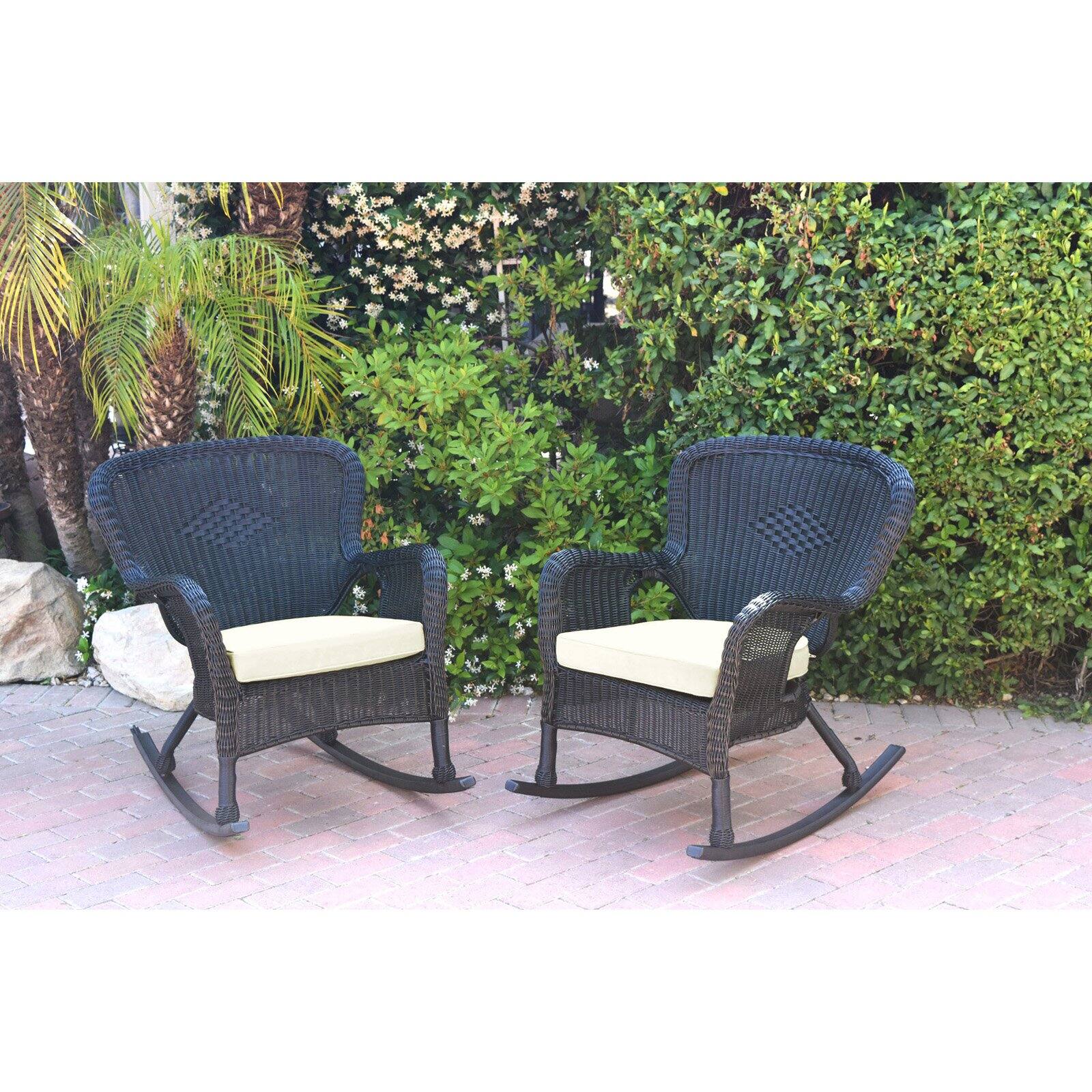 Jeco W00212-R-2-FS001 Windsor Honey Resin Wicker Rocker Chair with Ivory Cushions - Set of 2 - image 1 of 2