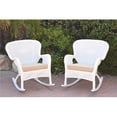 thumbnail image 1 of Jeco W00213-R-2-FS006 Windsor White Resin Wicker Rocker Chair with Tan Cushion - Set of 2, 1 of 1