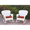 thumbnail image 1 of Jeco W00213-R-2-FS018 Windsor White Resin Wicker Rocker Chair with Brick Red Cushion - Set of 2, 1 of 1