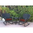 thumbnail image 1 of Jeco W00214-2-RCES018 Windsor Black Wicker Rocker Chair & End Table Set with Brick Red Cushion, 1 of 1