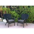 thumbnail image 1 of Jeco Set of 2 Windsor Black Resin Wicker Chair with Steel Blue Cushion, 1 of 2