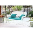 thumbnail image 1 of Jeco White Resin Wicker Porch Swing with Turquoise Cushion, 1 of 1