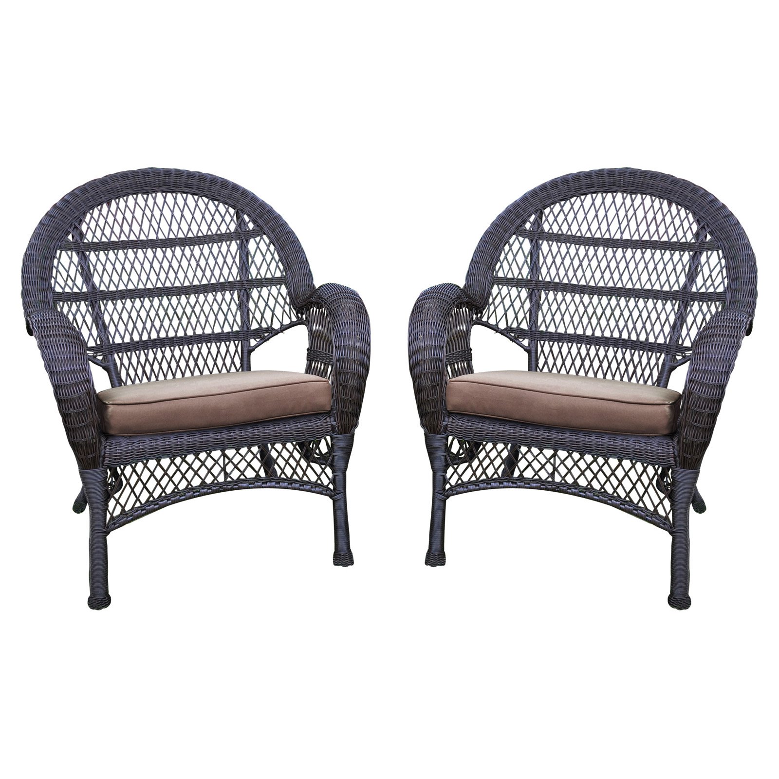 Jeco Wicker Chair in Espresso with Brown Cushion (Set of 4) - image 1 of 11