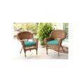thumbnail image 1 of Jeco Honey Wicker Chair With Turquoise Cushion - Set of  2, 1 of 10