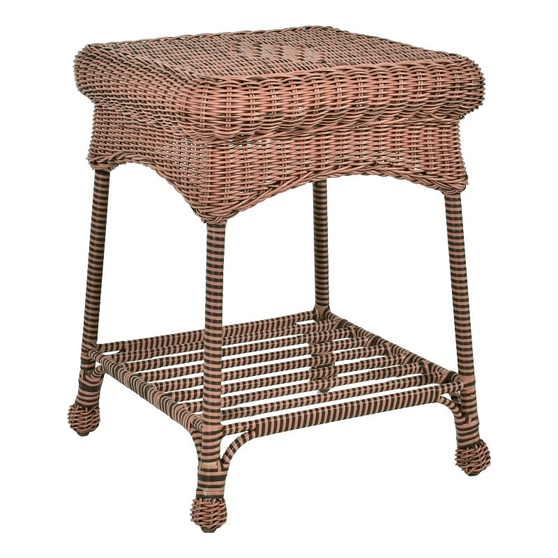 Honey Wicker and Steel Outdoor Patio End Table