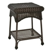 Jeco Wicker Patio End Table in Espresso