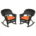 thumbnail image 1 of Jeco Wicker Rocker Chair in Black with Orange Cushion (Set of 2), 1 of 1