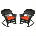 thumbnail image 1 of Jeco Wicker Rocker Chair in Black with Red Cushion (Set of 2), 1 of 1