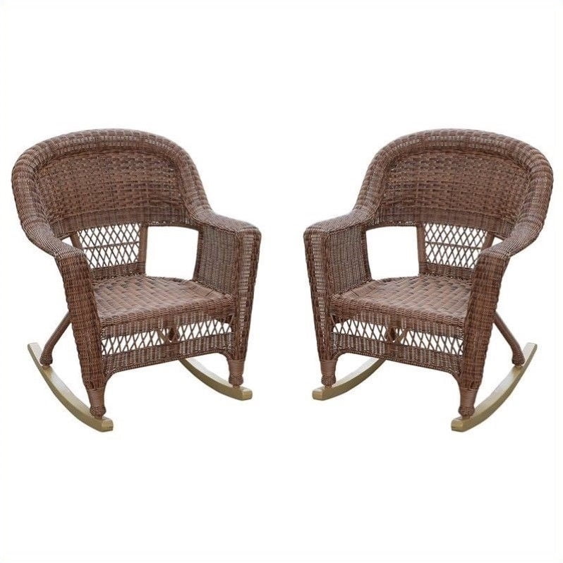 Jeco Wicker Rocker Chair in Honey (Set of 2) - Walmart.com