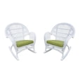 thumbnail image 1 of Jeco Wicker Rocker Chair in White with Green Cushion (Set of 4), 1 of 6