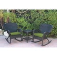 thumbnail image 1 of Jeco Windsor Black Wicker Rocker Chair And End Table Set With Sage Green Chair Cushion, 1 of 2