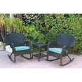thumbnail image 1 of Jeco Windsor Black Wicker Rocker Chair And End Table Set With Sky Blue Chair Cushion, 1 of 2