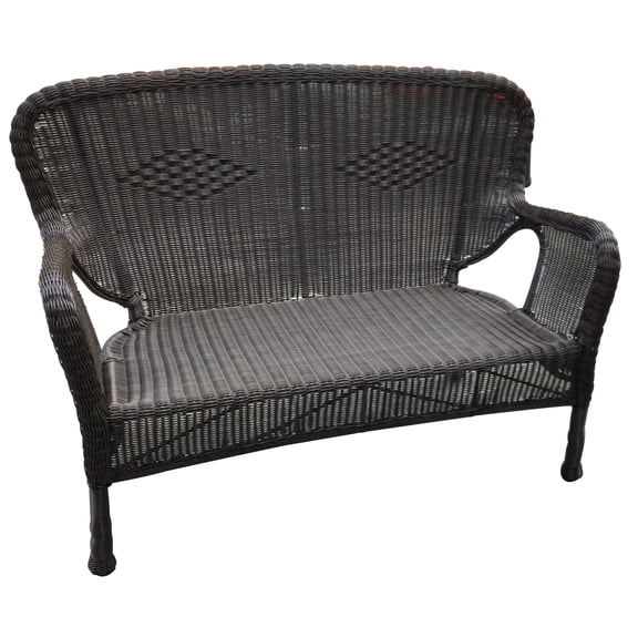 Jeco Windsor Espresso Wicker Patio Love Seat