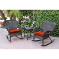thumbnail image 1 of Jeco Windsor Espresso Wicker Rocker Chair And End Table Set With Brick Red Cushion, 1 of 2