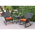 thumbnail image 1 of Jeco Windsor Espresso Wicker Rocker Chair And End Table Set With Orange Chair Cushion, 1 of 2
