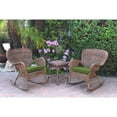 thumbnail image 1 of Jeco Windsor Honey Wicker Rocker Chair And End Table Set With Hunter Green Chair Cushion, 1 of 5