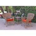 thumbnail image 1 of Jeco Windsor White Wicker Chair And End Table Set with Cushion Red/Brown, 1 of 5