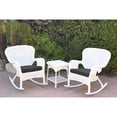 thumbnail image 1 of Jeco Windsor White Wicker Rocker Chair And End Table Set with Chair Cushion Black, 1 of 5