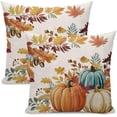 thumbnail image 1 of Jecuwe Fall Throw Pillow Covers 18x18 Inch Set of 2, Autumn Fallen Leaves Decoration Throw Pillow Covers Pumpkins Maple Leaves Outdoor Cushion Cover for Sofa Couch Farmhouse Room Bed Decor, 1 of 6