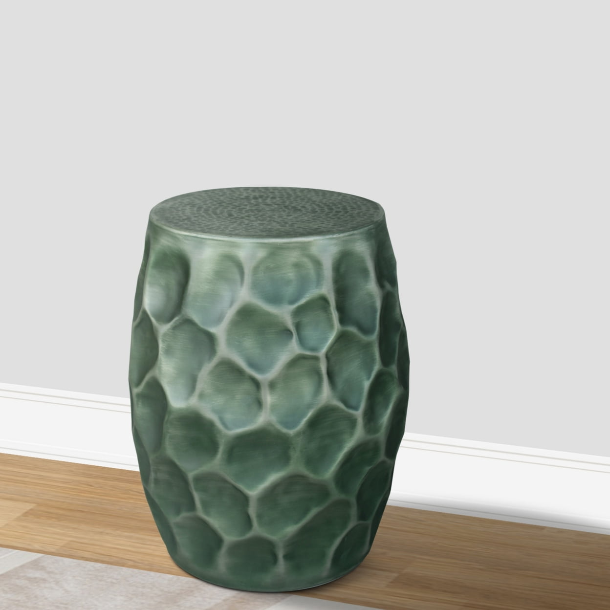 Jed's Rider Table Jed 20 Inch Handcrafted Industrial Round Side Table, Aluminum, Hammered ...