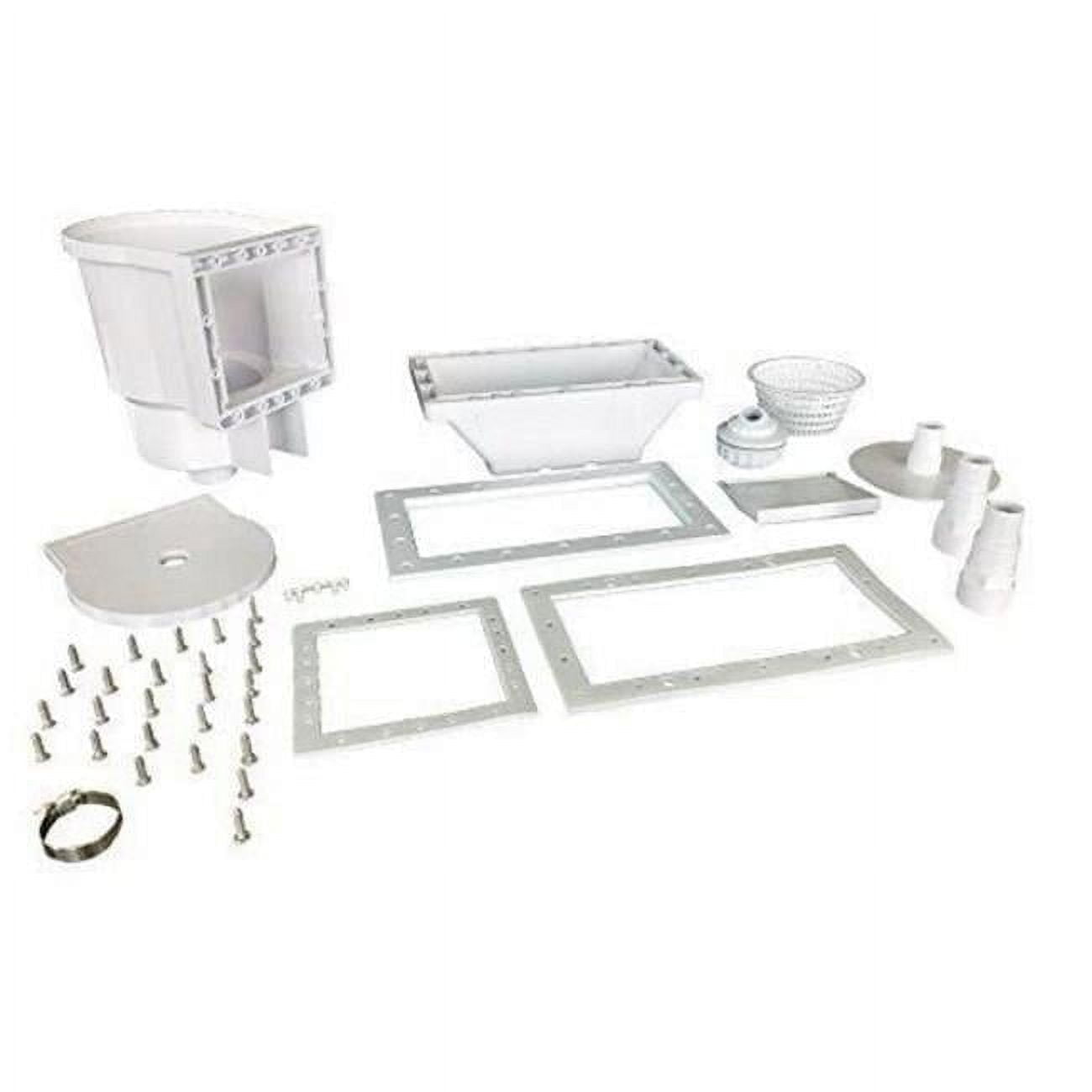 White Wide Mouth Thru-The-Wall Pool Skimmer with Stainless Steel Hardware