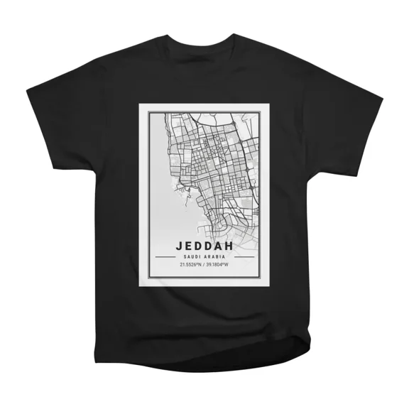 Jeddah Light City Map T-Shirt Tee Gift For Him Merch For Her Apparel For Friend