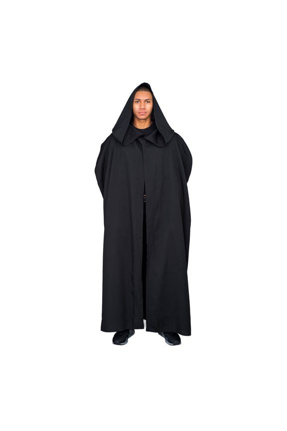 Jedi Black Halloween Costume Capes & Cloaks, with Lightweight Hood for Adult