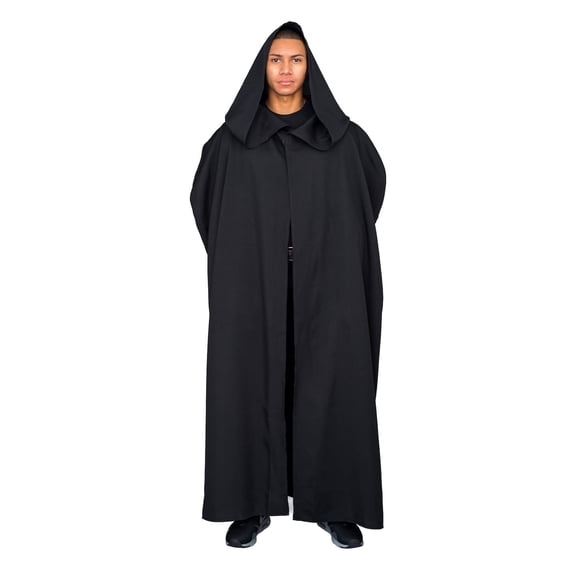 Costume Agent Jedi Black Halloween Costume Capes & Cloaks, with Lightweight Hood for Adult