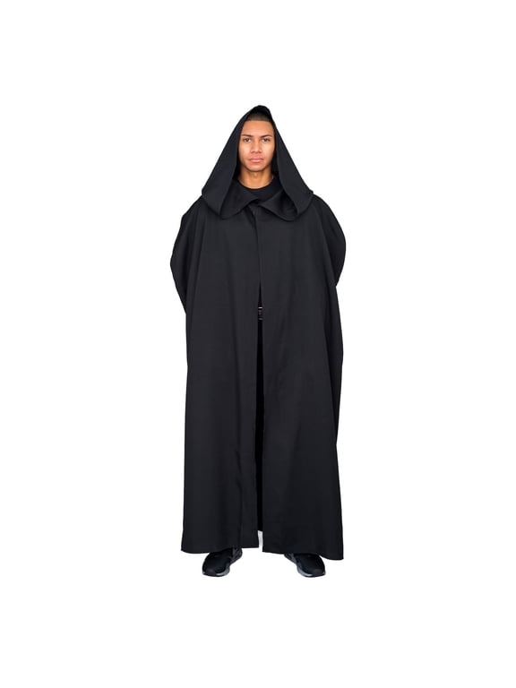 Jedi Black Halloween Costume Capes & Cloaks, with Lightweight Hood for Adult
