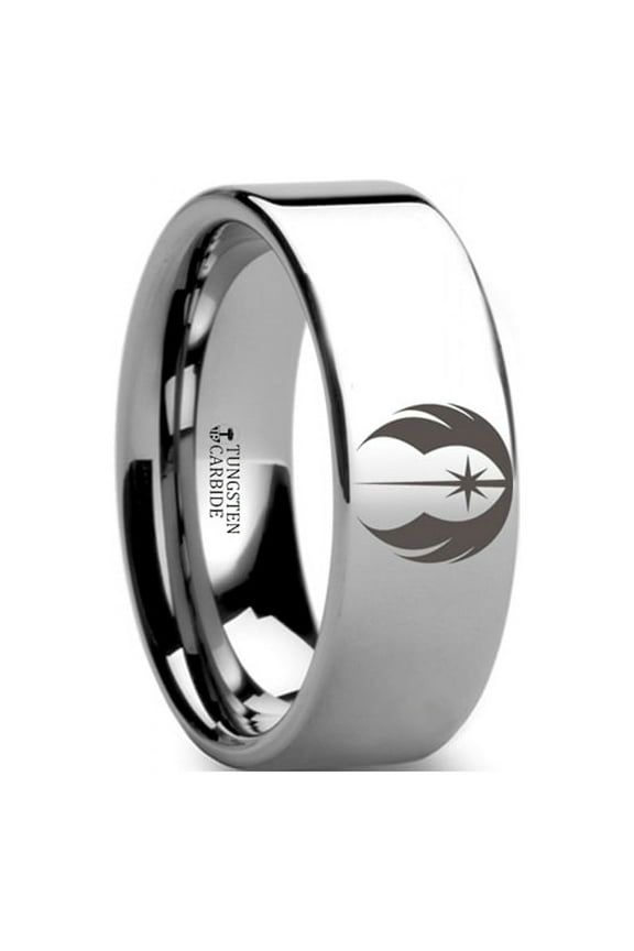 Jedi Order Symbol Star Wars Polished Tungsten Engraved Ring Jewelery - 4mm