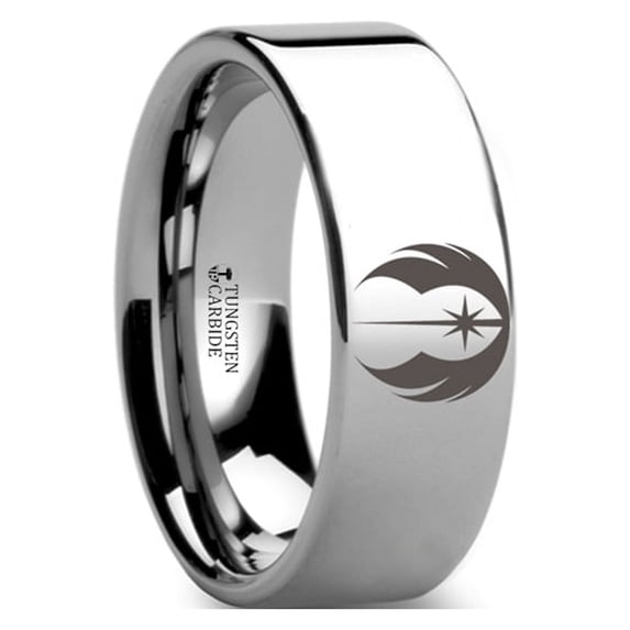 Jedi Order Symbol Star Wars Polished Tungsten Engraved Ring Jewelery - 6mm