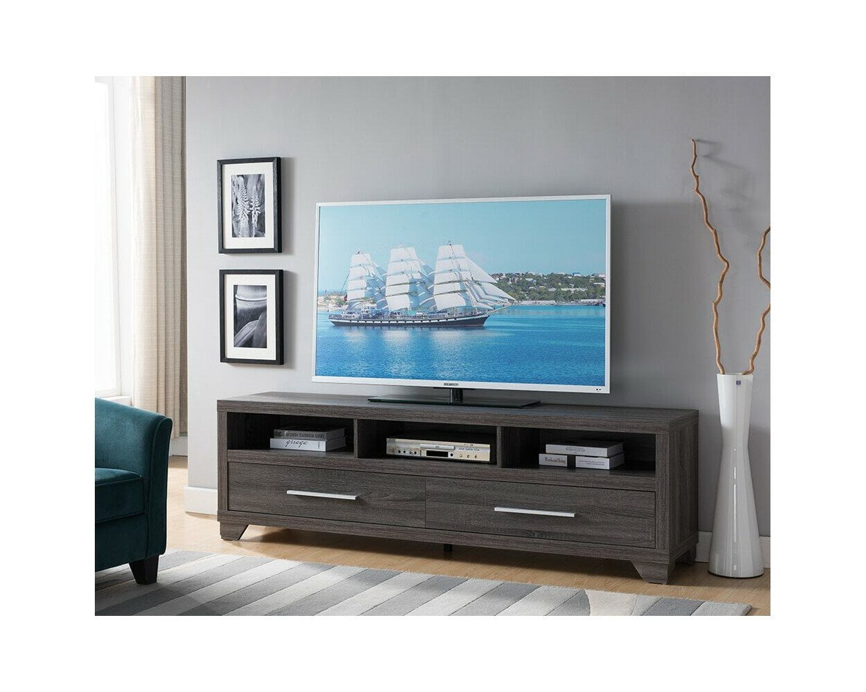 Jedrek Tv Stand for TVs up to 65", Number of Drawers 2, Design Open shelving;