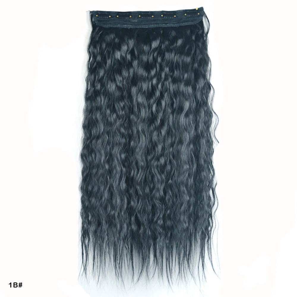 Jeedou Kinky Curly Synthetic Hair Clip in One Piece Hair Extensions for Women Blue Gradual Color Cosplay Props Hairpieces