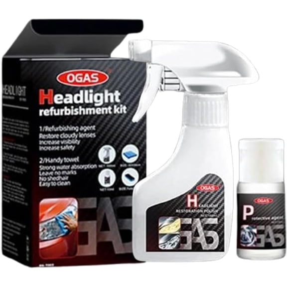 Jeeeun New Ogas Headlight Restoration, Car Headlight Restoration Spray for All Vehicles That Restores Clarity, Removes Yellowing & Oxidation (1PC)