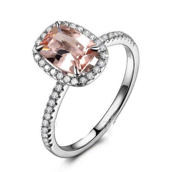 JeenJewels Sale 1.25 carat Morganite (Oval cut Morganite) Solitaire Engagement Ring in 10k White Gold for Women