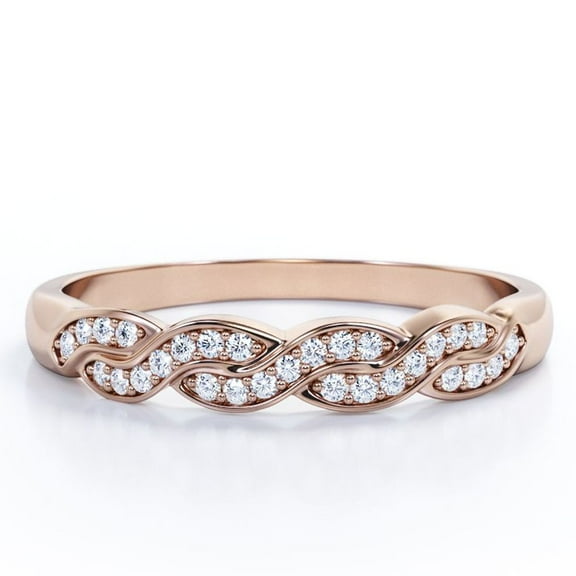 JeenMata 0.25 Carat Round Cut Pave-Channel Infinity Wedding Band in 18K Rose Gold Plating over Silver
