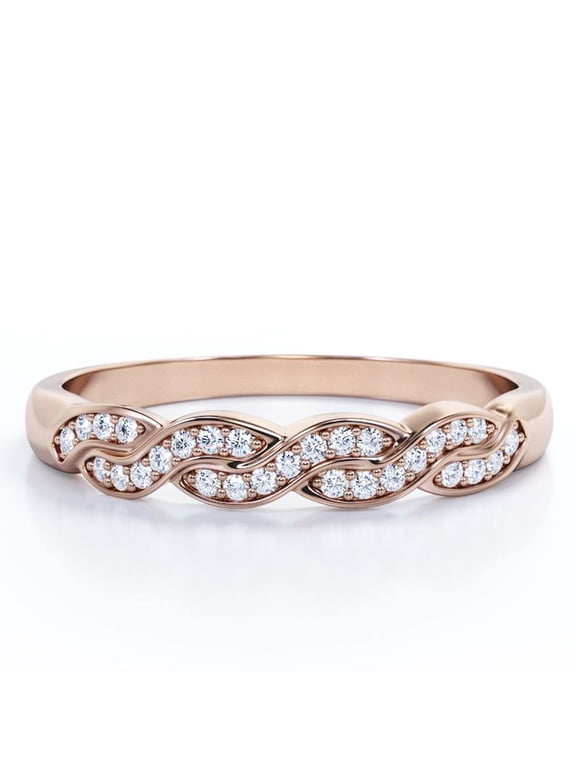 0.25 Carat Round Cut Pave-Channel Infinity Anniversary Ring in 18K Rose Gold Plating over Silver