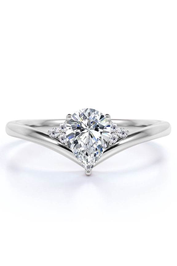 0.30 ct Pear Shaped Lab Grown Diamond Vintage Style Wedding Ring in 10K White Gold