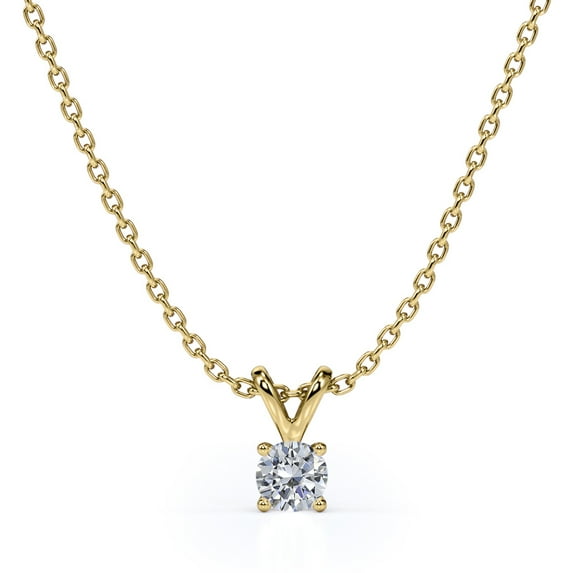 JeenMata 0.5 Carat Round Cut Moissanite Brilliant Pendant Necklace - 18K Yellow Gold Plating Over Silver