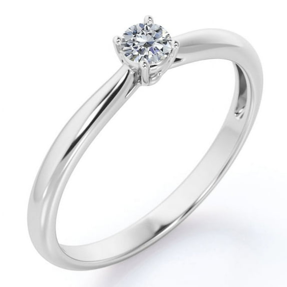 JeenMata 0.5 Carat Round Shape Moissanite - Prong Setting - Solitaire Promise Ring - 18K White Gold Plating Over Silver
