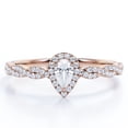 thumbnail image 1 of JeenMata 0.5 TCW Pear Cut Diamond - 3 Prong Halo Setting - Semi Infinity Pave Engagement Ring - 10K Rose Gold, 1 of 4