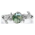 thumbnail image 1 of JeenMata 0.50 Carat 4 Prong Round Cut Opaque White Druzy Mossy Green Agate Branch Leaf Design One-Stone Engagement Ring In 18K White Gold Plating Over Silver, 1 of 7