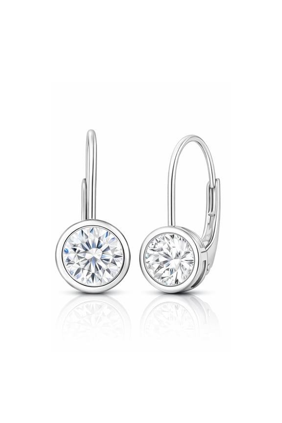0.50 Carat Lab Grown Diamond Bezel Set Leverback Drop Earrings 18K White Gold Plating for Women