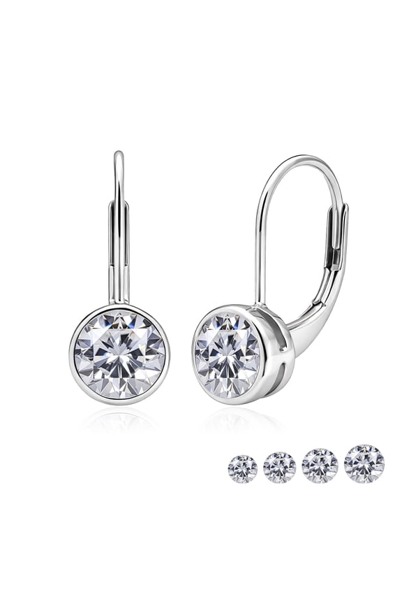 0.50 Carat Lab Grown Diamond Bezel Set Leverback Drop Earrings 18K White Gold Plating for Women