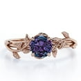 thumbnail image 1 of JeenMata 0.50 Carat - Round Cut Lab Created Alexandrite Ring - Leaf & Vine Engagement Ring - 18K Rose Gold Plating Over Silver, 1 of 6