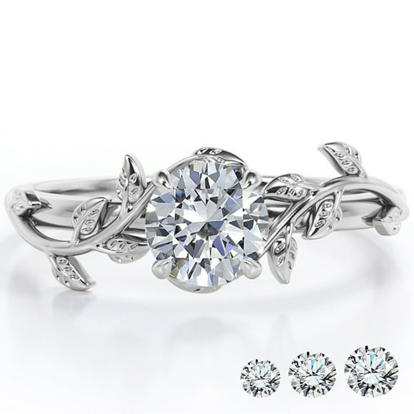 JeenMata 0.50 Carat Round Cut Moissanite Bohemian Engagement Ring - Vintage Moissanite Promise Ring - 18k White Gold Plating for Women