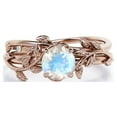 thumbnail image 1 of JeenMata 0.50 Carat Round Faceted Blue Moonstone Wedding Set - Intricate Vintage Moonstone Ring - 18k Rose Gold over Silver, 1 of 6