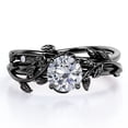 thumbnail image 1 of JeenMata 1 Carat Round Shape - Tree Leaves Design Wedding Set - Nature Inspired Bridal Ring - 18K Black Gold Plating over Silver, 1 of 7
